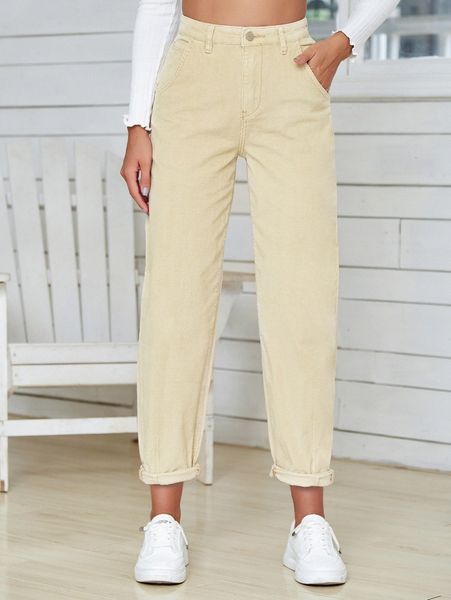 high waist corduroy pants a5gz#, Black;white
high waist corduroy pants a5gz#, Black;white