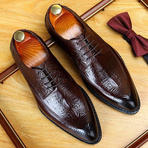 dress shoes italian genuine leather men's alligator pattern office oxfords pointed toe derby man formal wedding party fwl262, Black
dress shoes italian genuine leather men's alligator pattern office oxfords pointed toe derby man formal wedding party fwl262, Black
