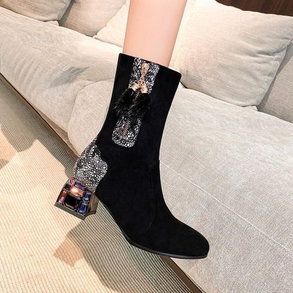 boots autumn and winter children's rhinestone thick heel middle tube net red thin large size frosted color, Black
boots autumn and winter children's rhinestone thick heel middle tube net red thin large size frosted color, Black