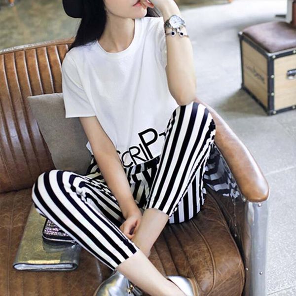two piece set fashion lovely womenpant printing letter stripe haren harajuku shorts t shirt, White
two piece set fashion lovely womenpant printing letter stripe haren harajuku shorts t shirt, White
