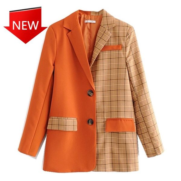 friend style women contrast color suit coat fashion femme spring orange stitching check gingham plaid blazer boyfriend women's suits &, White;black
friend style women contrast color suit coat fashion femme spring orange stitching check gingham plaid blazer boyfriend women's suits &, White;black