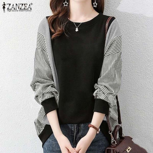 women's blouses & shirts striped printed patchwork blouse women oversized long sleeve o neck shirt elagant irregular chemise autumn f, White
women's blouses & shirts striped printed patchwork blouse women oversized long sleeve o neck shirt elagant irregular chemise autumn f, White