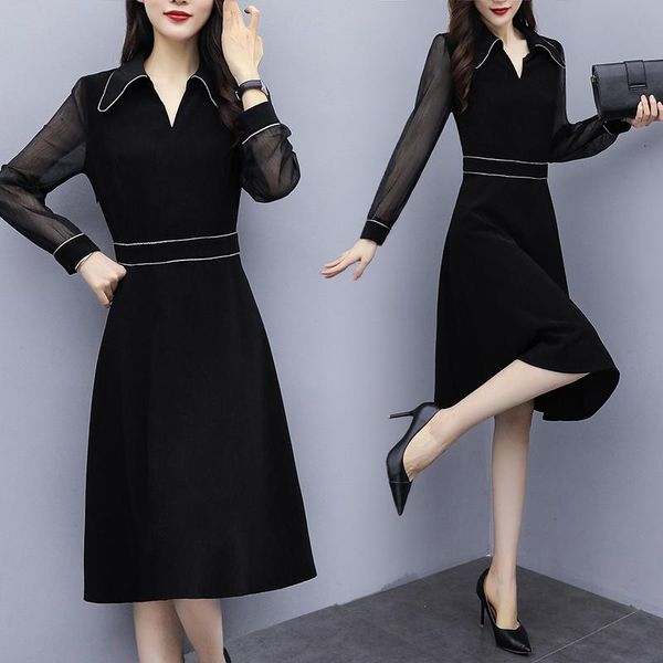 casual dresses 2021 autumn women black plus size dress long sleeve v-neck vintage korean fashion elegant ladies party maxi clothes, Black;gray
casual dresses 2021 autumn women black plus size dress long sleeve v-neck vintage korean fashion elegant ladies party maxi clothes, Black;gray