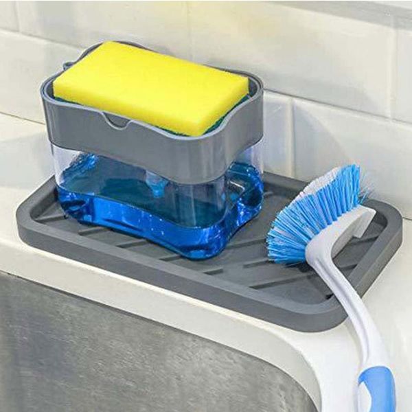liquid soap dispenser pump & sponge holder 2-in-1 container organizer hand press cleaner kitchen tools
liquid soap dispenser pump & sponge holder 2-in-1 container organizer hand press cleaner kitchen tools