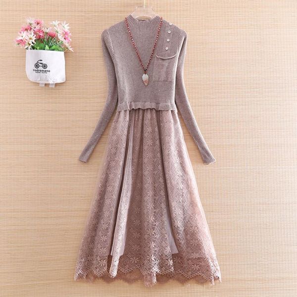 casual dresses high-end fashion autumn winter women sweater knit patchwork lace long sleeve elegant lady jumper dress, Black;gray
casual dresses high-end fashion autumn winter women sweater knit patchwork lace long sleeve elegant lady jumper dress, Black;gray