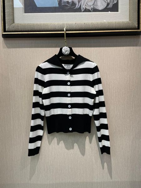 women's knits & tees 2021 women fashion long sleeve navy collar striped cardigan 0707, White
women's knits & tees 2021 women fashion long sleeve navy collar striped cardigan 0707, White