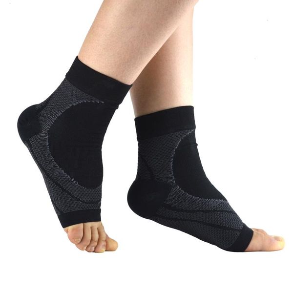 

pair compression ankle sleeves protectors knitted sports running cycling socks supports brace guard gym weightlifting support, Blue;black