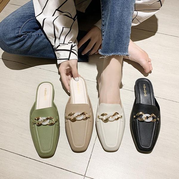 summer women's slippers flats metal chain ladies slides square toe beach slip on female footwear 2021mules shoes plus 40, Black
summer women's slippers flats metal chain ladies slides square toe beach slip on female footwear 2021mules shoes plus 40, Black