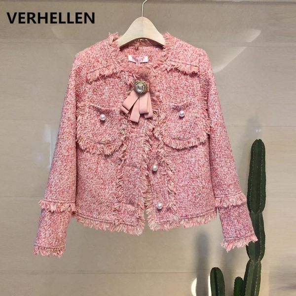women's jackets verhellen sweet pink tweed jacket coats 2021 spring autumn long sleeve bow diamond vintage short casual female, Black;brown
women's jackets verhellen sweet pink tweed jacket coats 2021 spring autumn long sleeve bow diamond vintage short casual female, Black;brown