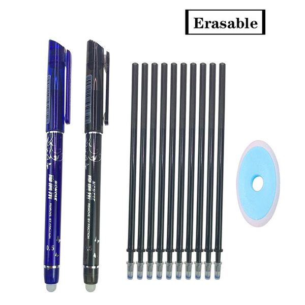 gel pens 2+10pcs/set pen 0.5mm erasable washable handle refill rod blue black ink school stationery office writing tool
gel pens 2+10pcs/set pen 0.5mm erasable washable handle refill rod blue black ink school stationery office writing tool