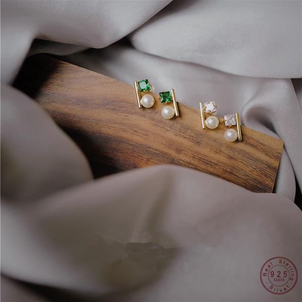stud 925 sterling silver earrings simple zircon pearl women luxury wedding party 14k gold plating jewelry gift, Golden;silver
stud 925 sterling silver earrings simple zircon pearl women luxury wedding party 14k gold plating jewelry gift, Golden;silver