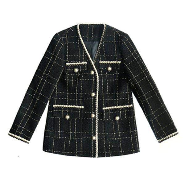 women's suits & blazers luxury designer brand wool blends coat for women fashion black vintage v neck plaid wide waisted tweed ch4, White;black
women's suits & blazers luxury designer brand wool blends coat for women fashion black vintage v neck plaid wide waisted tweed ch4, White;black