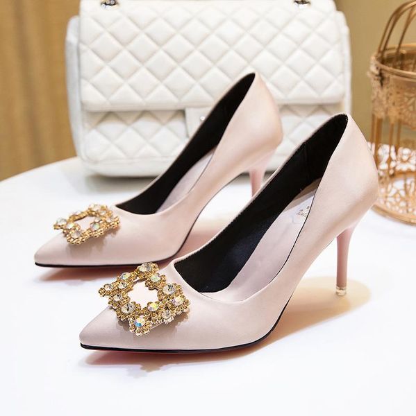 dress shoes square buckle sequins soft leather shallow fashion women's high heels colors pointed toe women pumps thin female shoe, Black
dress shoes square buckle sequins soft leather shallow fashion women's high heels colors pointed toe women pumps thin female shoe, Black