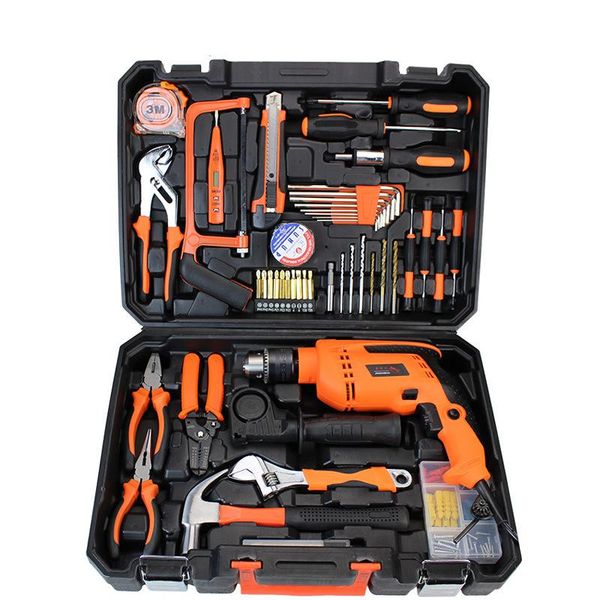 hand tools kit electric drill toolbox hardware tool set household lithium impact 35-144pcs professional sets