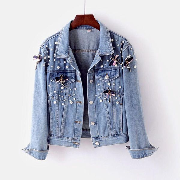 women's jackets sequin pearls denim jacket female 2021 spring autumn women beading diamond long sleeves short chic streetwear outcoat, Black;brown
women's jackets sequin pearls denim jacket female 2021 spring autumn women beading diamond long sleeves short chic streetwear outcoat, Black;brown