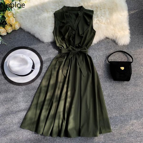 neploe women dress ruffles irregular slahes korean summer dresses sleeveless v-neck vestido solid knee-length robe 95267 210422, Black;gray
neploe women dress ruffles irregular slahes korean summer dresses sleeveless v-neck vestido solid knee-length robe 95267 210422, Black;gray