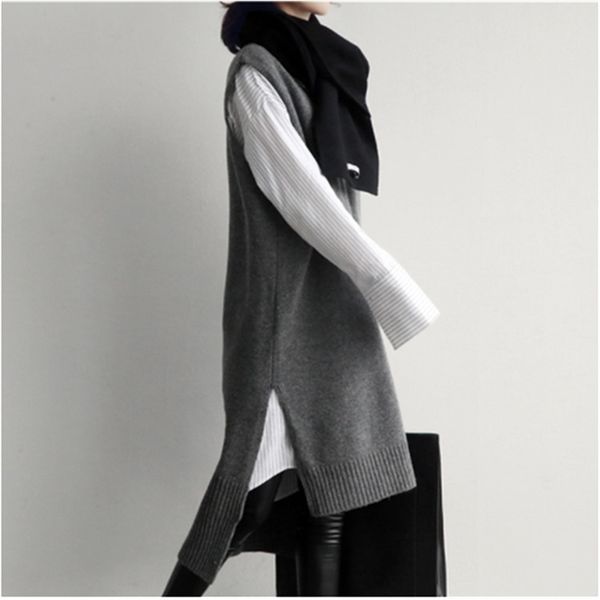 2021 korean ins wind short front and back long vest knitted v-neck thickened mid-length sweater skirt, White;black
2021 korean ins wind short front and back long vest knitted v-neck thickened mid-length sweater skirt, White;black