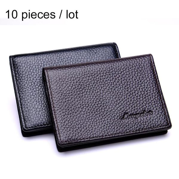 card holders 10pcs/lot genuine leather holder men rfid identity protect business brand bifold wallet small purse, Brown;gray
card holders 10pcs/lot genuine leather holder men rfid identity protect business brand bifold wallet small purse, Brown;gray