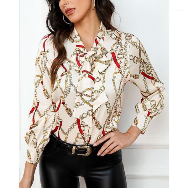 blouse 2021 fashion bow ladies office chiffon shirt casual chain print women's blouses & shirts, White
blouse 2021 fashion bow ladies office chiffon shirt casual chain print women's blouses & shirts, White