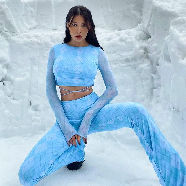 women's two piece pants women plaid printing fitness pieces set long sleeve crop and ruffles trousers casual streetwear summer suit, White
women's two piece pants women plaid printing fitness pieces set long sleeve crop and ruffles trousers casual streetwear summer suit, White