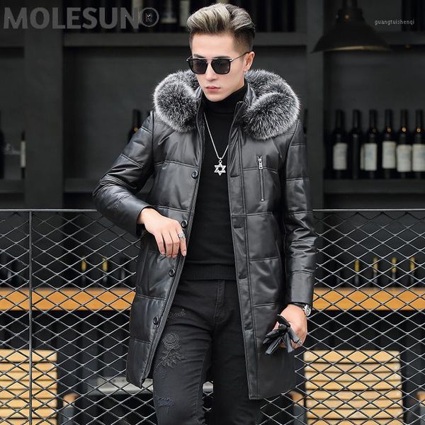men's leather & faux ayusnue genuine down jacket men winter sheepskin coat fur collar hooded long real rs89812 kj4966, Black
men's leather & faux ayusnue genuine down jacket men winter sheepskin coat fur collar hooded long real rs89812 kj4966, Black