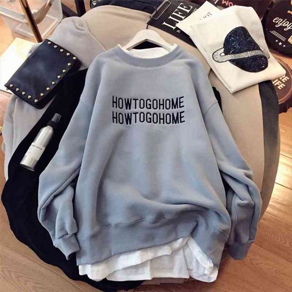 oversize autumn winter plus velvet warm loose fake two-piece sweatshirt plus size womens long-sleeved top, Black
oversize autumn winter plus velvet warm loose fake two-piece sweatshirt plus size womens long-sleeved top, Black