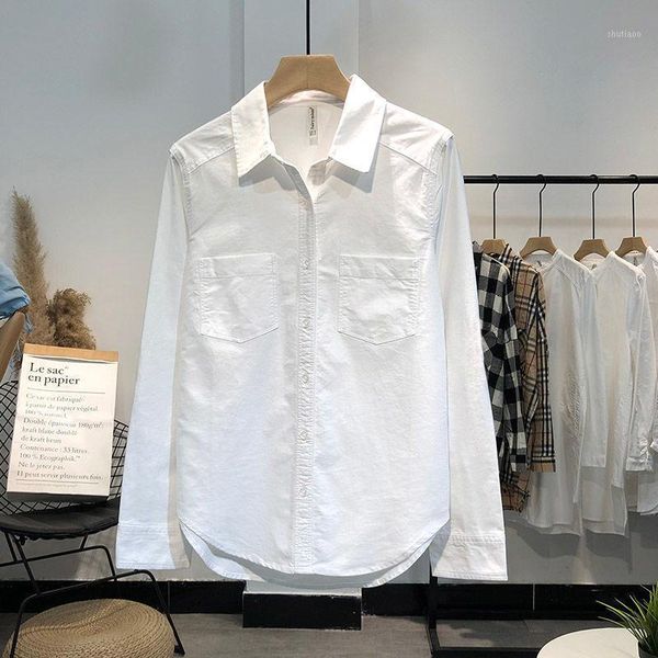 women's blouses & shirts women 2021 spring long sleeve blue blouse cotton female korean style brief turn down collar pockets white
women's blouses & shirts women 2021 spring long sleeve blue blouse cotton female korean style brief turn down collar pockets white