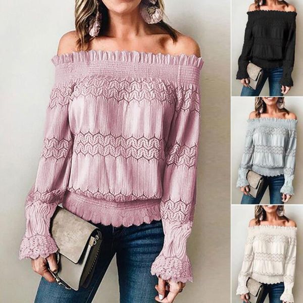 women's blouses & shirts womens and 2021 off shoulder lace blouse long sleeve slash neck ladies women blusas feminine, White
women's blouses & shirts womens and 2021 off shoulder lace blouse long sleeve slash neck ladies women blusas feminine, White