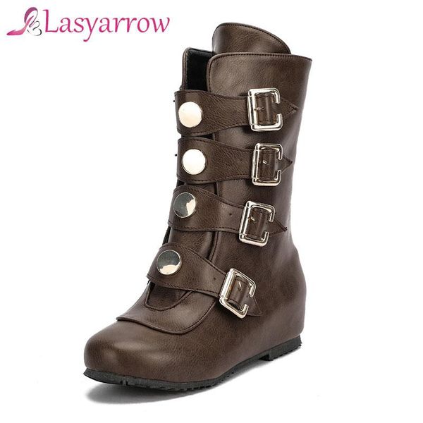 boots lasyarrow women fashion casual ladies shoes mid calf buckle wedge high heeled for femme, Black
boots lasyarrow women fashion casual ladies shoes mid calf buckle wedge high heeled for femme, Black