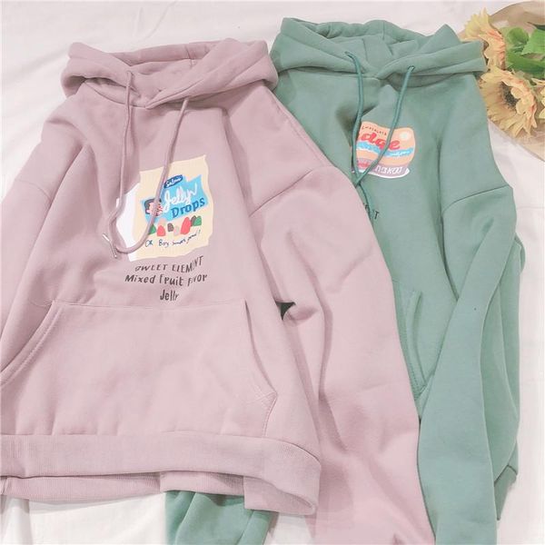 women's hoodies & sweatshirts autumn winter multi-color cartoon print hoodie plus velvet candy color hooded sweatshirt sweet small fres, Black
women's hoodies & sweatshirts autumn winter multi-color cartoon print hoodie plus velvet candy color hooded sweatshirt sweet small fres, Black
