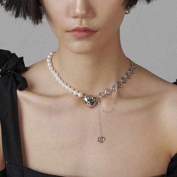 ins fashion pearl love tassel necklace court net red temperament pendant cool style design pendant, Silver
ins fashion pearl love tassel necklace court net red temperament pendant cool style design pendant, Silver