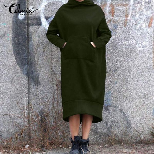 dresses celmia winter long sleeve hoodies midi women 2021 autumn hooded pullover dress casual loose sweatshirt vestidos plus size, Black;gray
dresses celmia winter long sleeve hoodies midi women 2021 autumn hooded pullover dress casual loose sweatshirt vestidos plus size, Black;gray