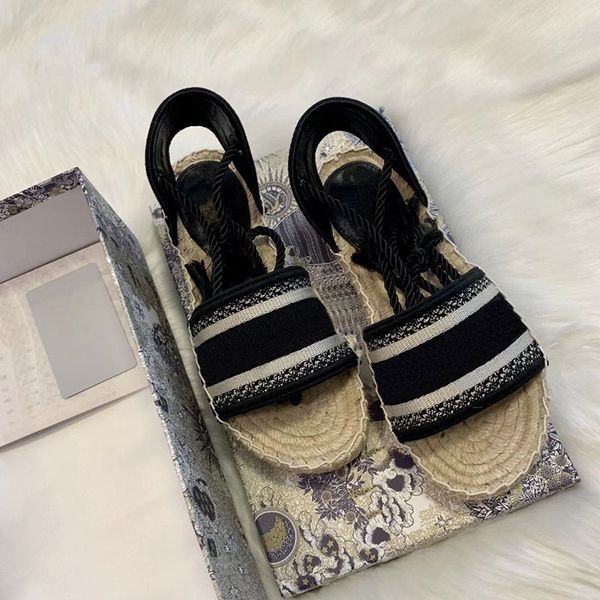 lastest platform sandals women wide flat espadrille summer designer shoes alphabet fisherman shoe casual rope ankle strap sandal with box, Black
lastest platform sandals women wide flat espadrille summer designer shoes alphabet fisherman shoe casual rope ankle strap sandal with box, Black