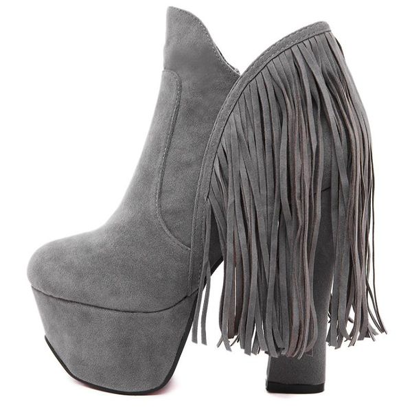 boots 14cm 2021 autumn women's shoes tassel super high heel thick waterproof platform short europe and america, Black
boots 14cm 2021 autumn women's shoes tassel super high heel thick waterproof platform short europe and america, Black