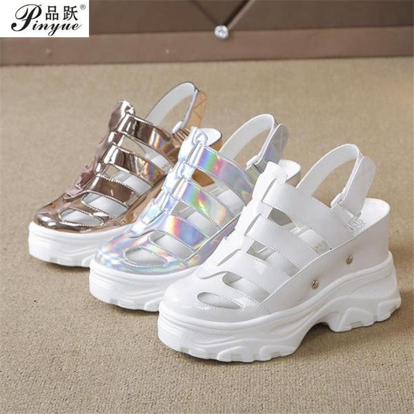 sandals summer women silver wedge heels sneakers round toe high platform white flip-flops thick bottom, Black
sandals summer women silver wedge heels sneakers round toe high platform white flip-flops thick bottom, Black