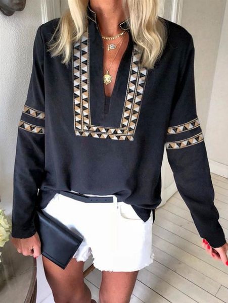 women retro print blouse v-neck casual loose style street wear fashion trends soft vintage shirt ladies blusa black clothing women's bl, White
women retro print blouse v-neck casual loose style street wear fashion trends soft vintage shirt ladies blusa black clothing women's bl, White