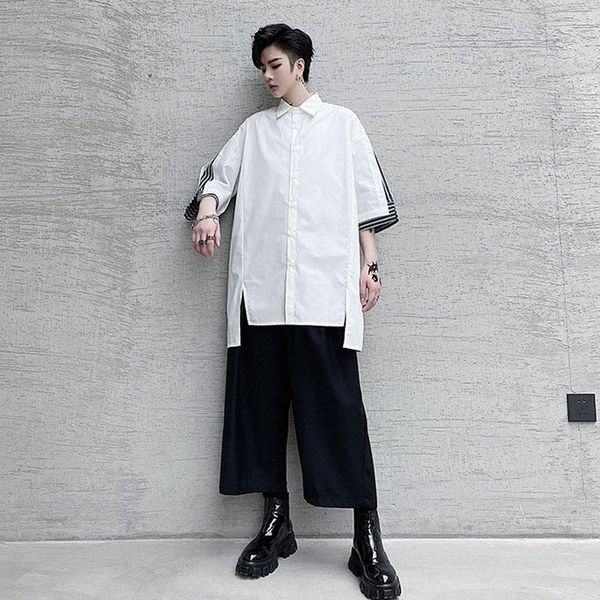 men's casual shirts male women streetwear hip hop couple shirt men summer short sleeve splice stripe loose, White;black
men's casual shirts male women streetwear hip hop couple shirt men summer short sleeve splice stripe loose, White;black