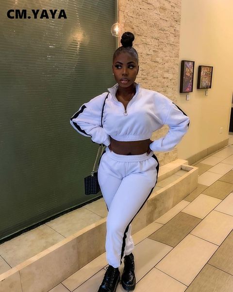 active patchwork keep warm elastic sweatsuit two 2 piece set women fitness outfit crop + jogger pants set trasuitby air, White
active patchwork keep warm elastic sweatsuit two 2 piece set women fitness outfit crop + jogger pants set trasuitby air, White