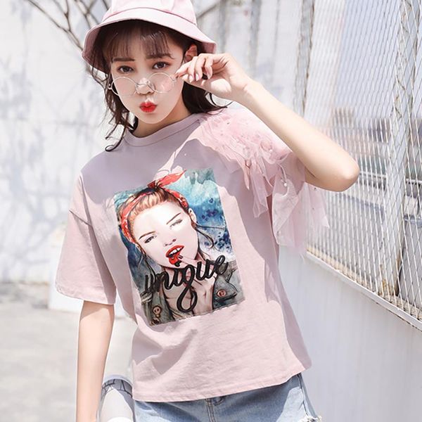 women's t-shirt beading mesh t shirt women 2021 summer short sleeve lace woman clothes cotton vintage tshirt female tee femme, White
women's t-shirt beading mesh t shirt women 2021 summer short sleeve lace woman clothes cotton vintage tshirt female tee femme, White