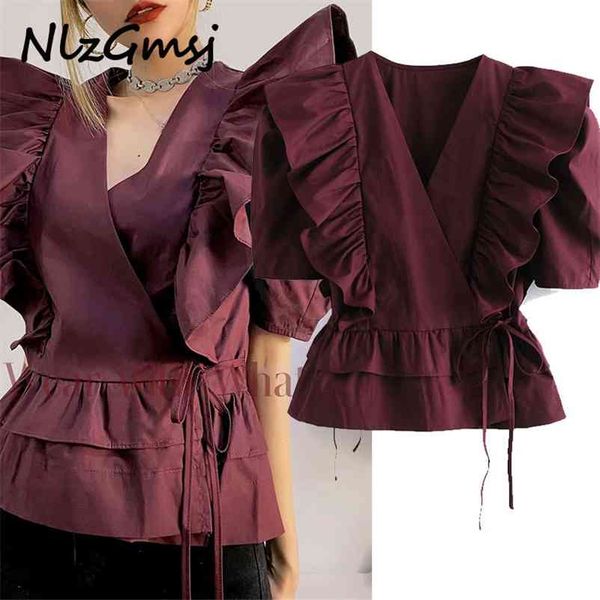 blouse women sweet fashion ruffles warp blouses vintage v neck short sleeve female shirts blusas chic 210628, White
blouse women sweet fashion ruffles warp blouses vintage v neck short sleeve female shirts blusas chic 210628, White