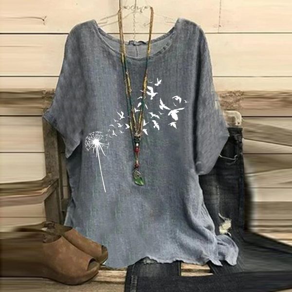 women's t-shirt women blouses o-neck summer solid color all-match loose shirt cotton and linen flower printing casual t clothes, White
women's t-shirt women blouses o-neck summer solid color all-match loose shirt cotton and linen flower printing casual t clothes, White