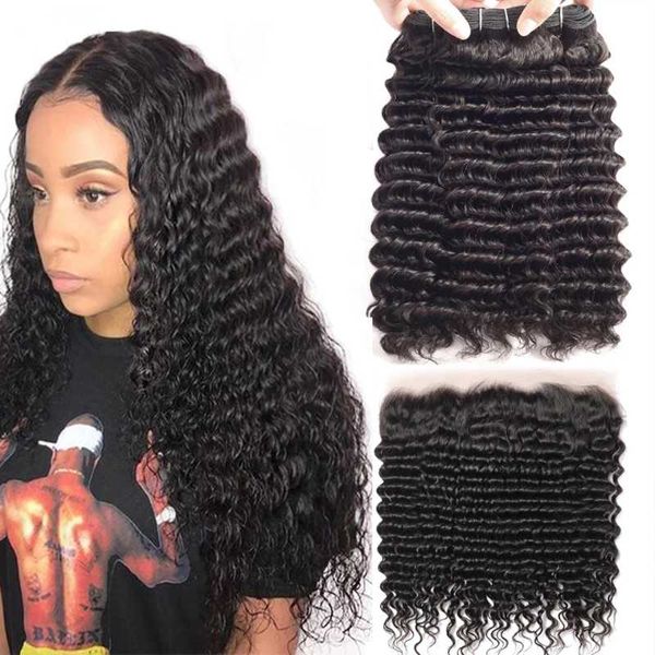 human hair bulks peruvian deep wave bundles with frontal transparent lace closure 13*4, Black
human hair bulks peruvian deep wave bundles with frontal transparent lace closure 13*4, Black