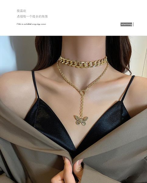 butterfly necklace for women teen girls gold 2-layers thick chain gothic stylish pendant charms choker xmas gift necklaces, Silver
butterfly necklace for women teen girls gold 2-layers thick chain gothic stylish pendant charms choker xmas gift necklaces, Silver