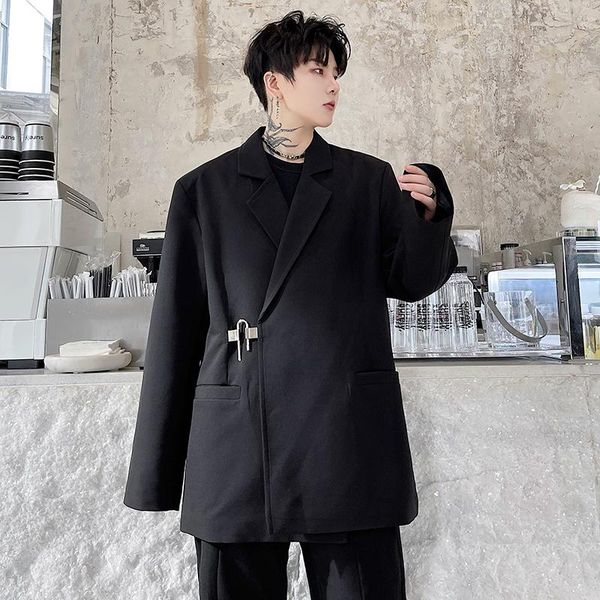 men's suits & blazers male women office suit coat blazer lock buckle men streetwear fashion hip hop loose casual black party jacket, White;black
men's suits & blazers male women office suit coat blazer lock buckle men streetwear fashion hip hop loose casual black party jacket, White;black