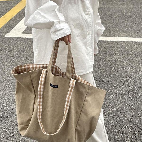evening bags canvas double-sided shoulder bag large-capacity japanese simple lattice solid color fashion female shopping handbag
evening bags canvas double-sided shoulder bag large-capacity japanese simple lattice solid color fashion female shopping handbag