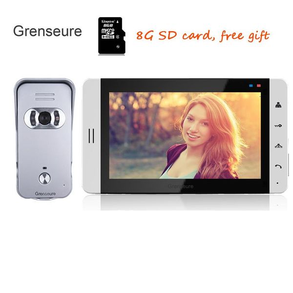 brand 7" color screen record video intercom door phone kit with doorbell camera + 1 white monitor 8g sd card phones
brand 7" color screen record video intercom door phone kit with doorbell camera + 1 white monitor 8g sd card phones