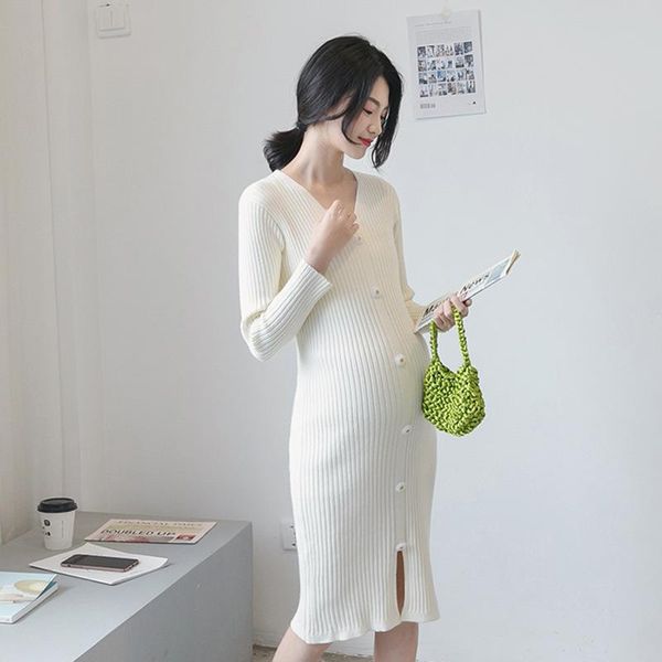 autumn and winter maternity knit dress mid-length pregnant v-neck sweater inside outside wear dresses, White
autumn and winter maternity knit dress mid-length pregnant v-neck sweater inside outside wear dresses, White