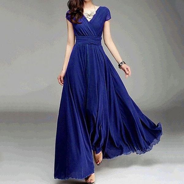 casual dresses summer bohemian women long dress solid color short sleeve v neck tight waist maxi evening party gown elegant vestidos, Black;gray
casual dresses summer bohemian women long dress solid color short sleeve v neck tight waist maxi evening party gown elegant vestidos, Black;gray