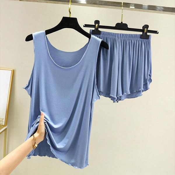 women's tracksuits two-piece modal camisole suit ladies summer style loose casual sleeveless high waist shorts thin home pajamas, Gray
women's tracksuits two-piece modal camisole suit ladies summer style loose casual sleeveless high waist shorts thin home pajamas, Gray