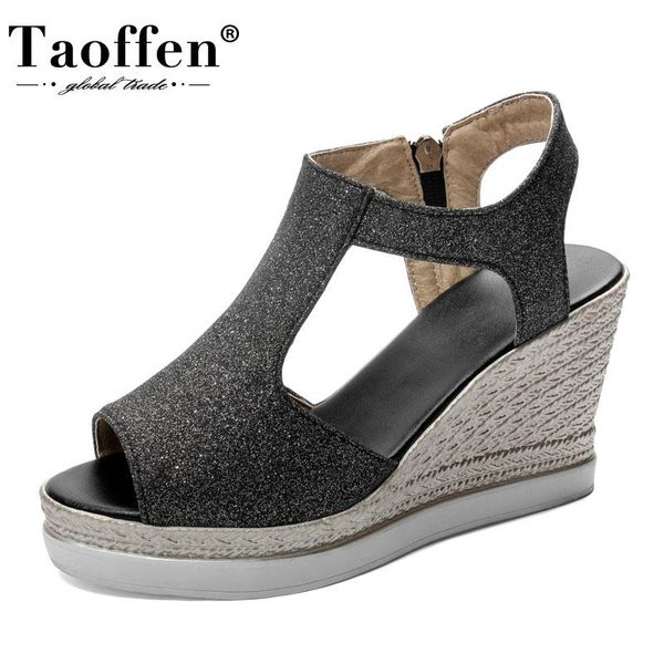 dress shoes taoffen summer sandals ladies' fashion peep toe side zipper women wedges heels casual footwear size 34-43, Black
dress shoes taoffen summer sandals ladies' fashion peep toe side zipper women wedges heels casual footwear size 34-43, Black